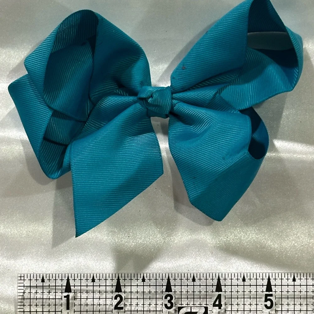 Girls Teal Grosgrain Bow Hair Clip - bundle & save on shipping